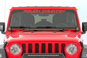 Jeep Wrangler LED Light Kit - Hood Mount - Rough Country - Single Row - Black - '18-'23